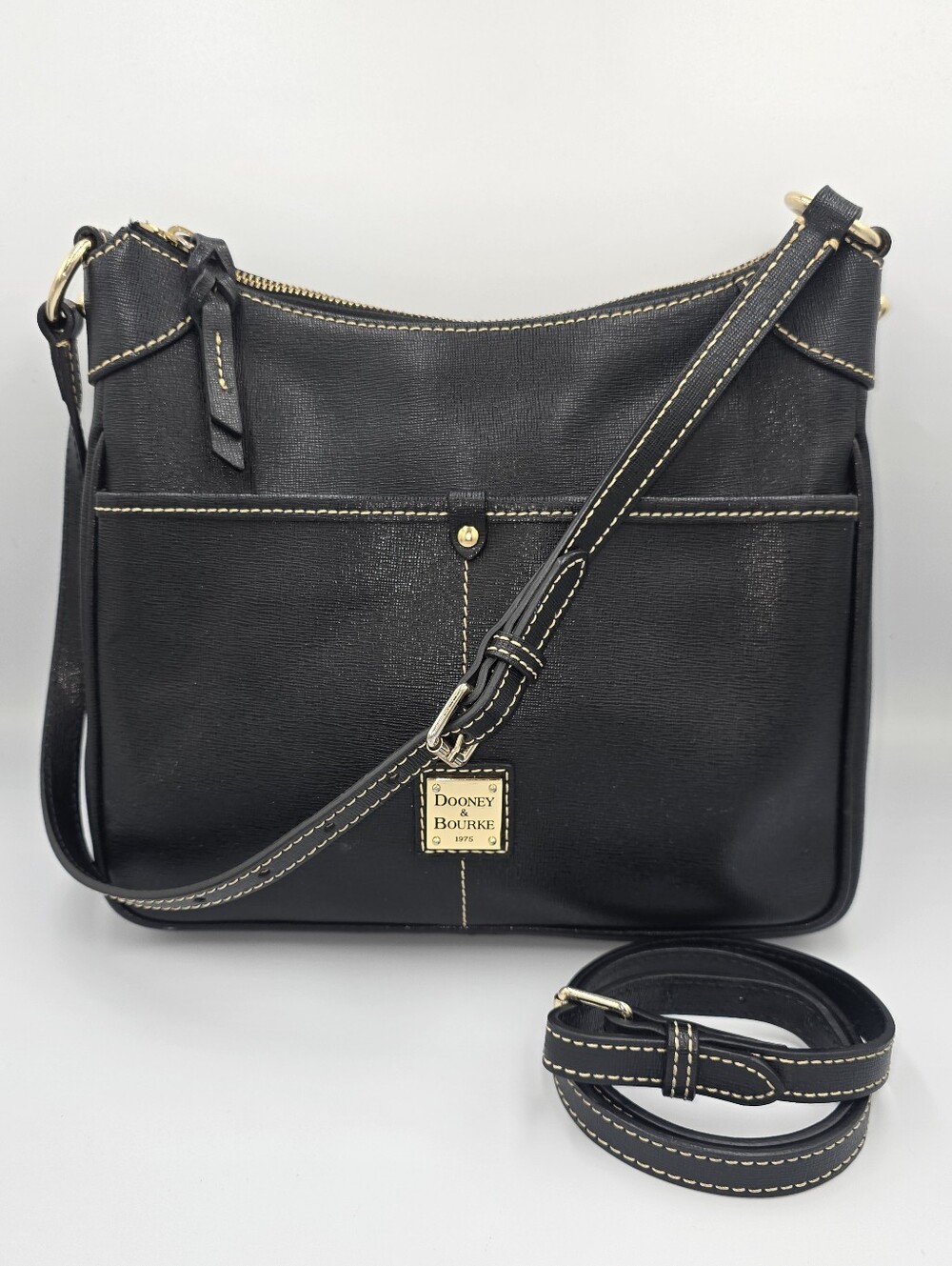 DOONEY & BOURKE Black Leather Crossbody Purse Shoulder Bag Kimberly